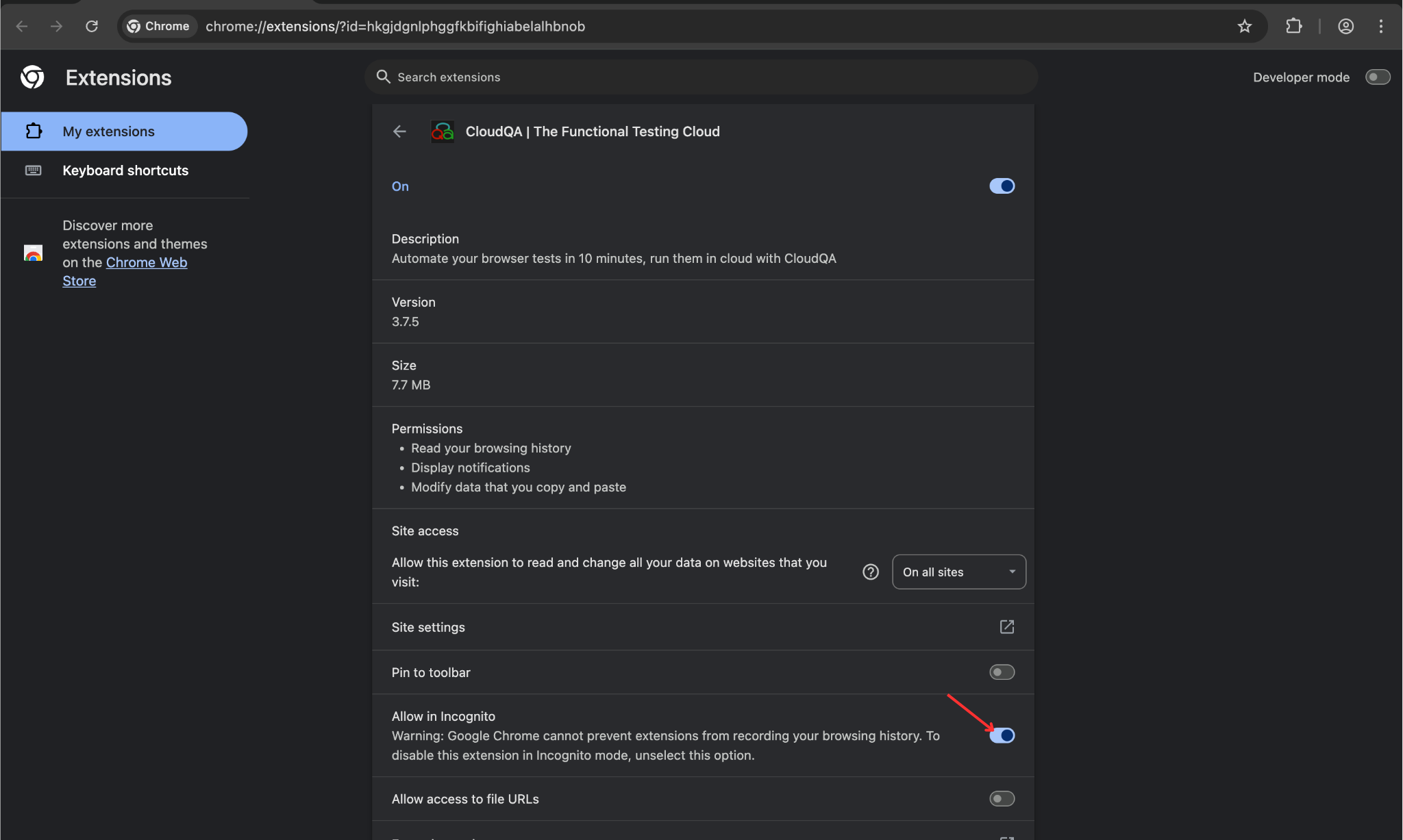 Chrome Extension Screenshot